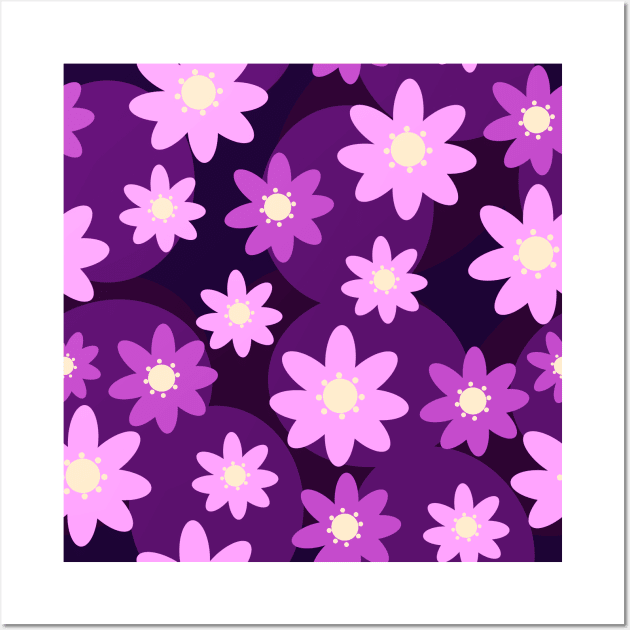 Abstract pink and violet flowers 3 D design Wall Art by Digital Mag Store